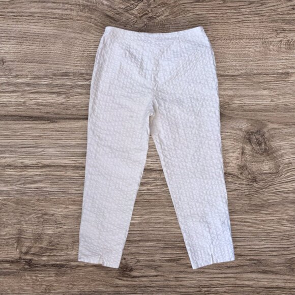 Piazza Sempione Audrey White Textured Cropped Pants Made in Italy Size 48 /US 12 - Picture 3 of 7